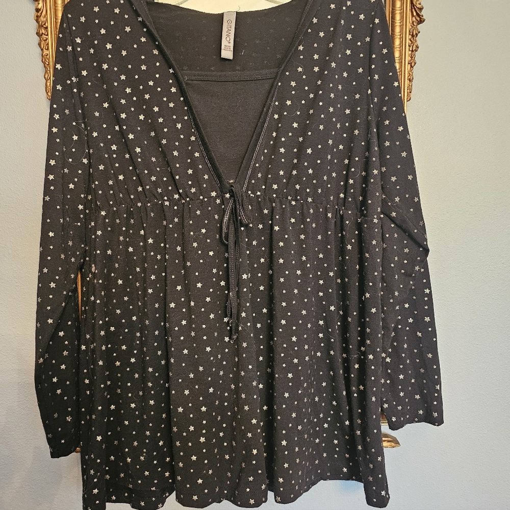 Black Star Pattern Light Weight Hoodie